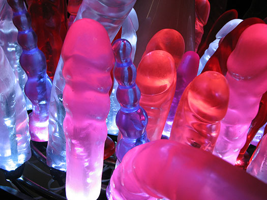 A display of jelly sex toys