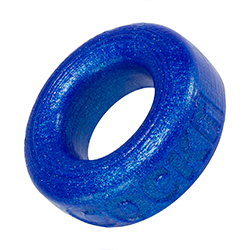 Photo of the Oxballs Cock-T, a thick, blue, shimmery cock ring